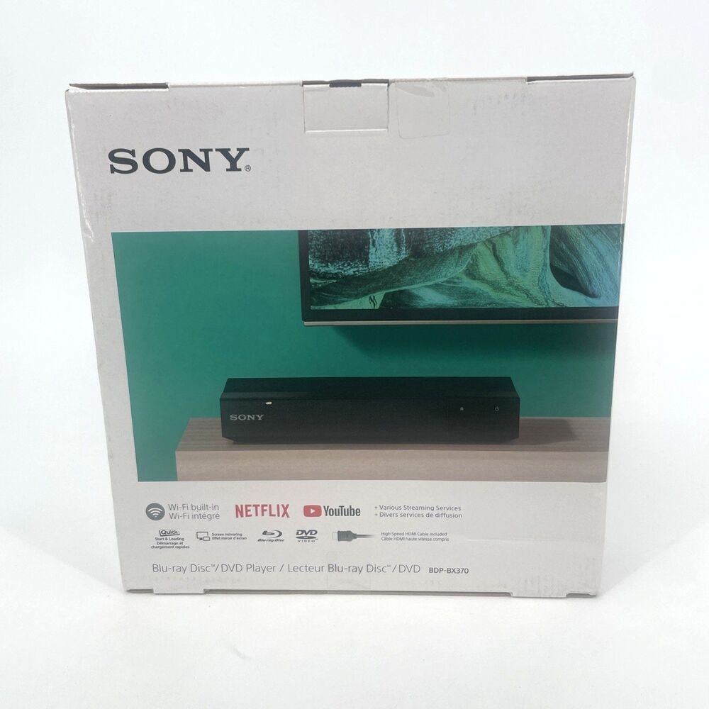 Sony Blu-Ray Disc/DVD Player BDP-BX370 Wi-Fi Built-in HDMI Cable Remote NEW